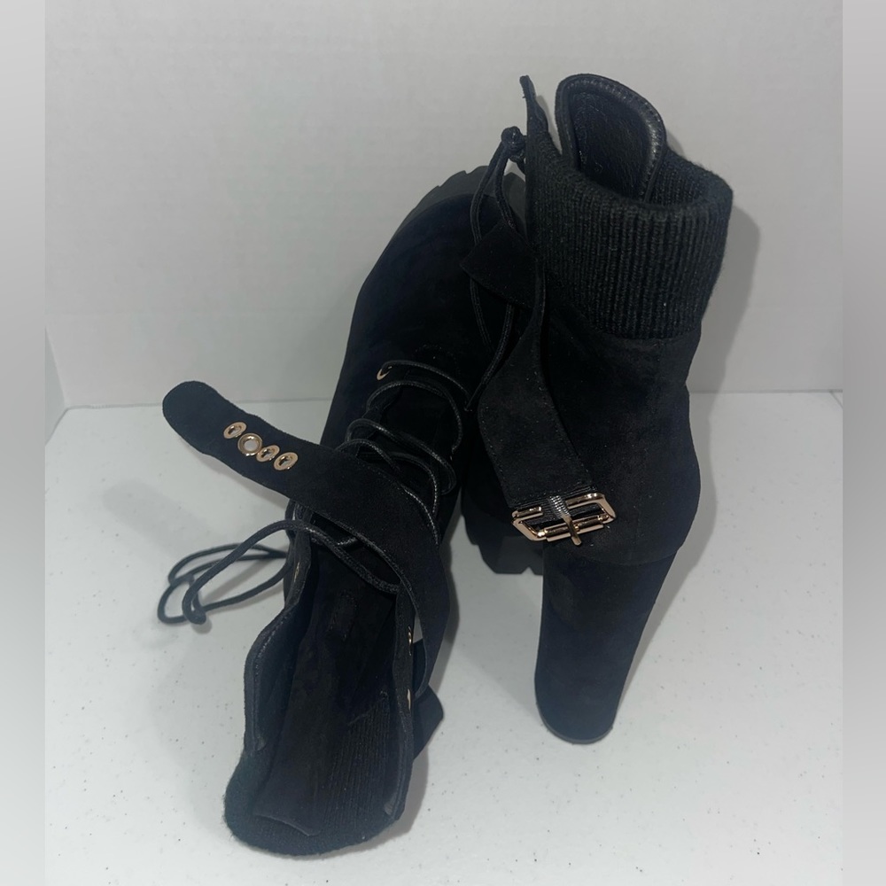 Flock Platform Booties Size 7 - image 4